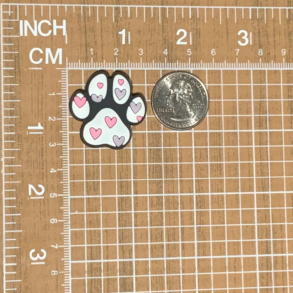 Heart Dog Paw Prints Pink Lilac Love Dog Paw Croc Charm - Picture 3 of 3